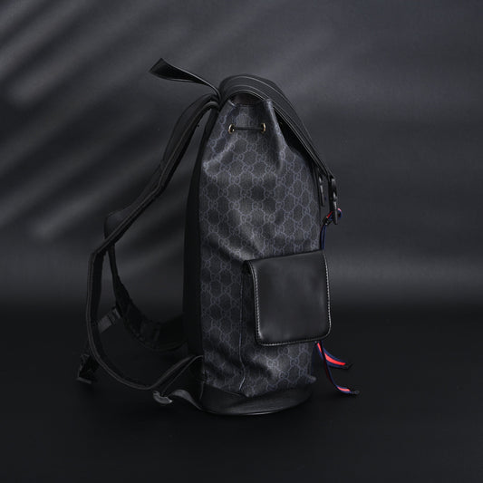 Gucci GG Supreme Monogram Backpack with Web Stripe