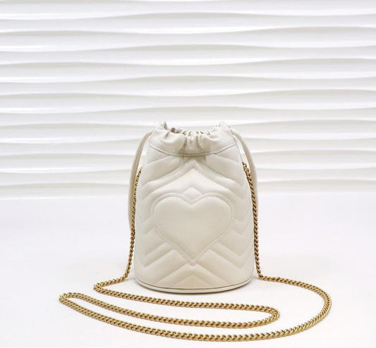 Gucci GG Marmont mini bucket Bag White Leather