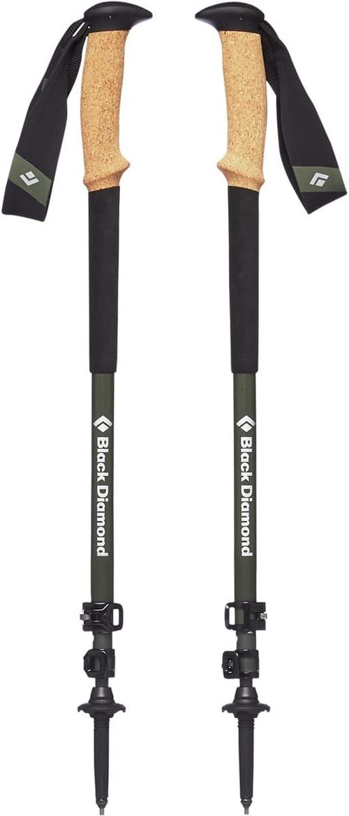 Black Diamond Alpine Carbon Cork Trekking Poles, Pair of 2 Ultra Lightweight Carbon Fiber Hiking Sticks for Backpacking and Mountaineering, Tundra