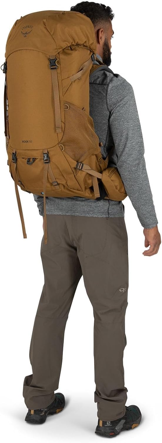 Osprey Rook 50L Men's Backpacking Backpack, Histosol Brown/Rhino Grey