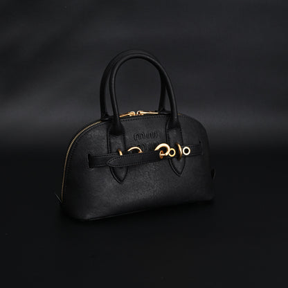 Miu Miu Black Leather Satchel Bag – Medium Structured Tote