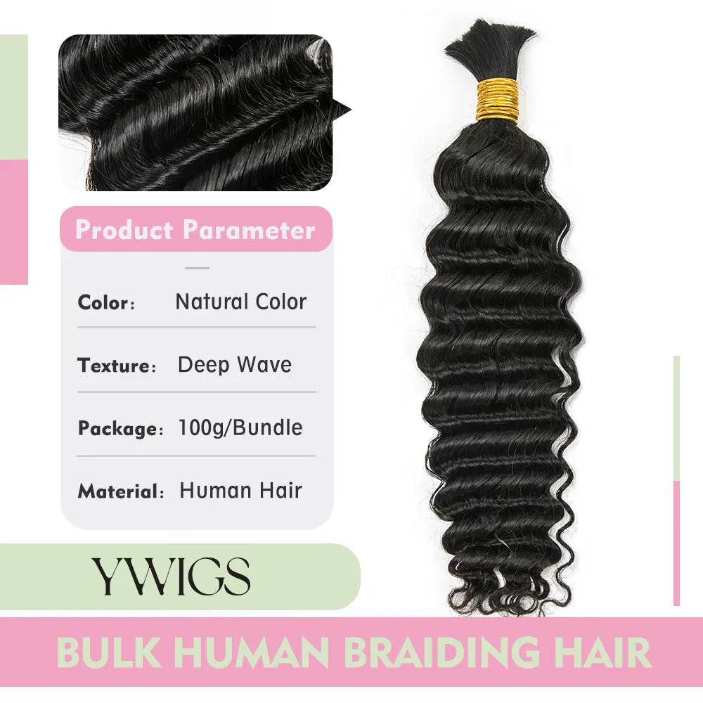 Deep Wave Bulk Hair Extensions for Braiding
